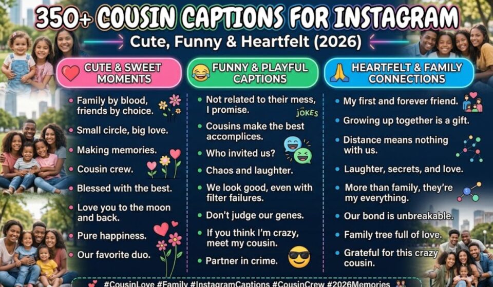 350+ Cousin Captions for Instagram: Cute, Funny & Heartfelt (2026)