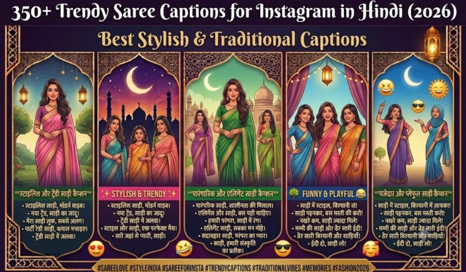 350+ Trendy Saree Caption for Instagram in Hindi (2026) | Best Stylish & Traditional Captions