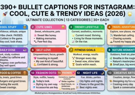 390+ Bullet Captions for Instagram: Cool, Cute & Trendy Ideas (2026)