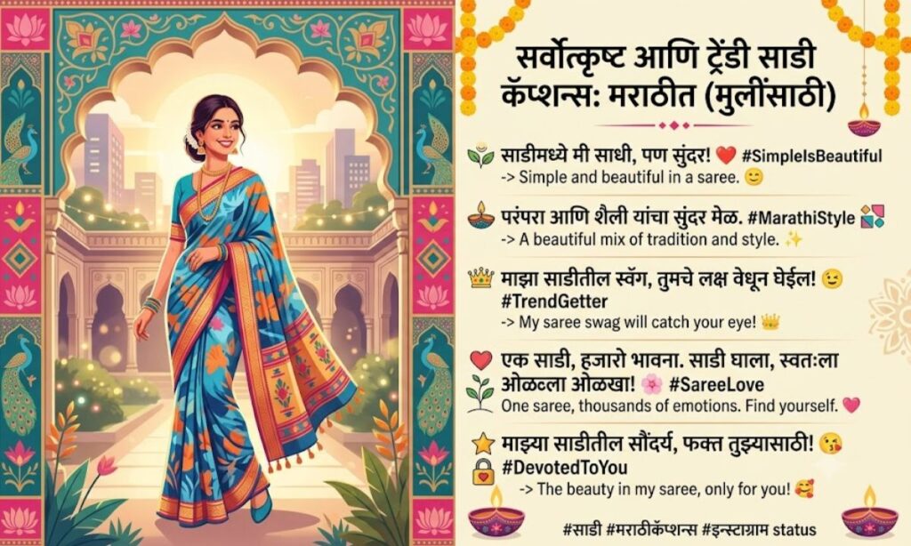 Best trendy saree caption in marathi for girl