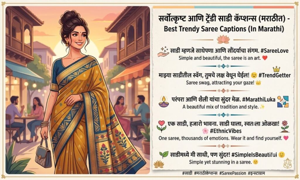 Best trendy saree caption in marathi for instagram