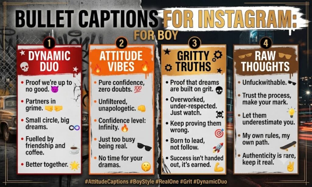 Bullet Captions for Instagram for Boy