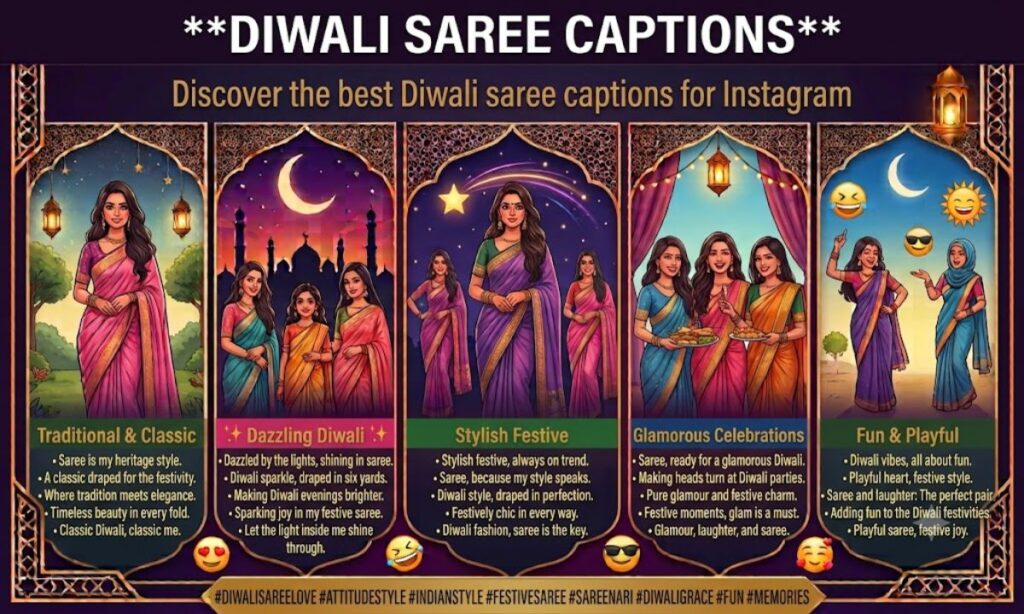 Diwali saree captions