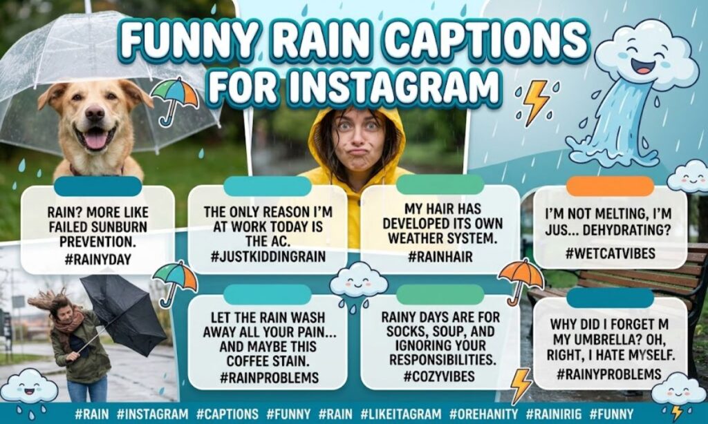 Funny Rain Captions for Instagram