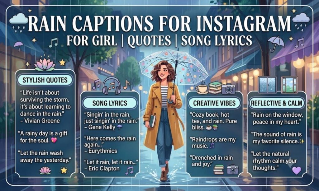 Rain captions for instagram with quotes and song lyrics for girl