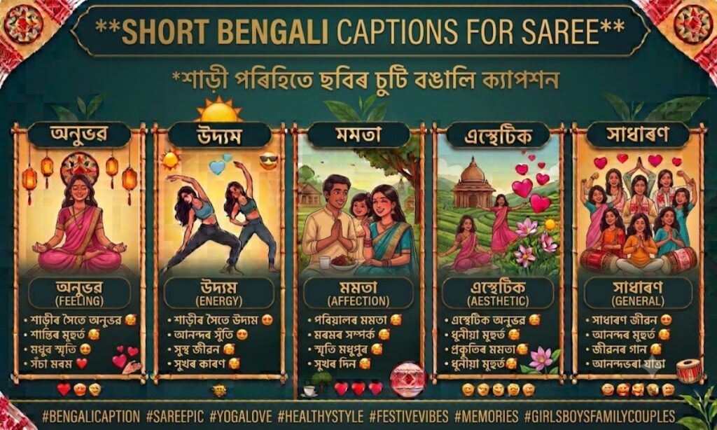 Short Bengali Captions for Saree