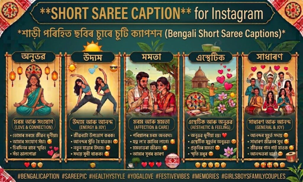 Short Saree Captions in Bengali for Instagram