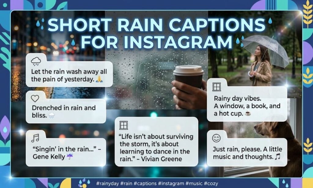 Short rain captions for instagram with quotes and song lyrics