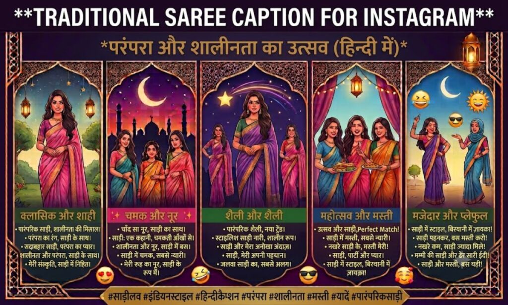 Traditional Saree Caption for Instagram in Hindi