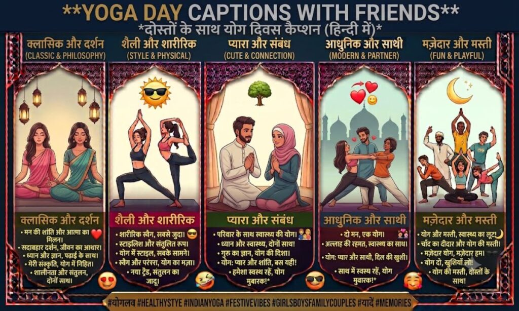 Yoga Day Captions with Friends