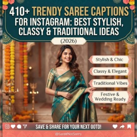 410+ Trendy Saree Captions for Instagram: Best Stylish, Classy & Traditional Ideas (2026)