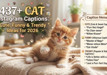 437+ Cat Instagram Captions: Cute, Funny & Trendy Ideas for 2026