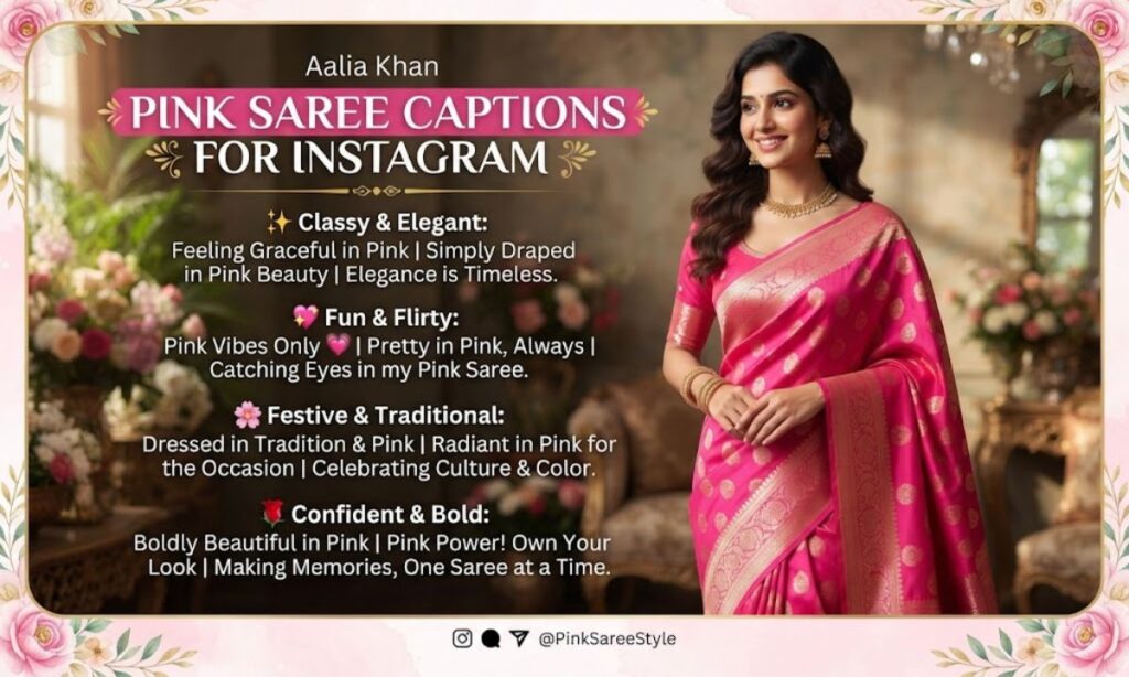 Pink Saree Captions for Instagram