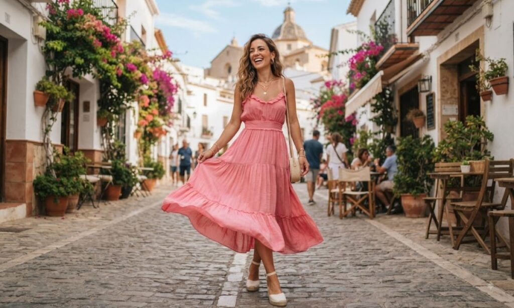 Caption for Pink Dress