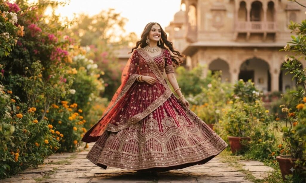 Caption for lehenga for instagram for girl