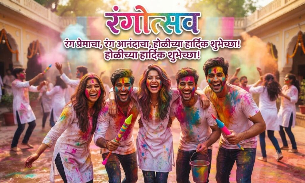 Holi Caption in Marathi