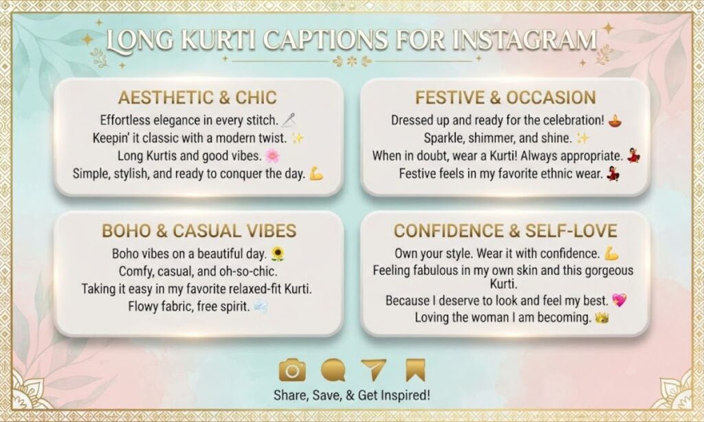 Long Kurti Captions for Instagram