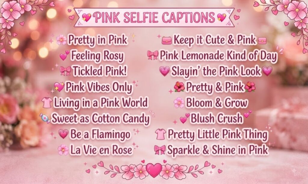Pink Selfie Captions