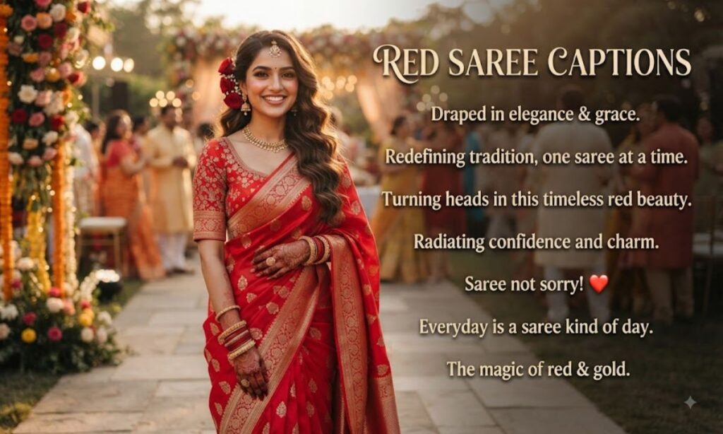 Red Saree Captions