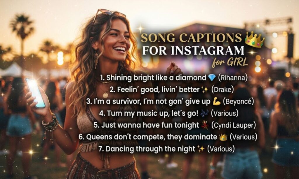 Song Captions for Instagram for Girl 👑