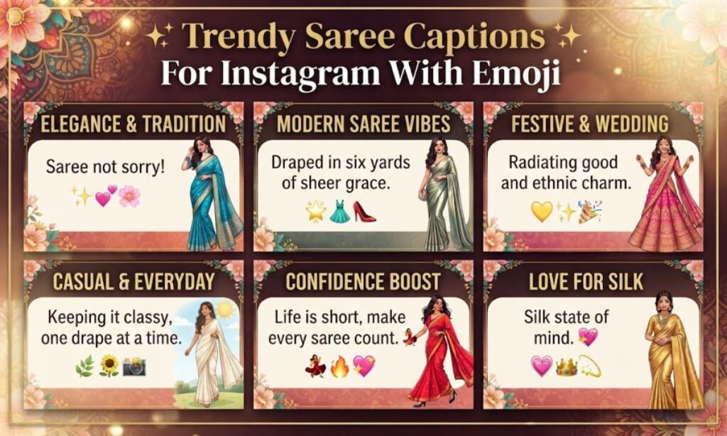 Trendy Saree Captions For Instagram With Emoji