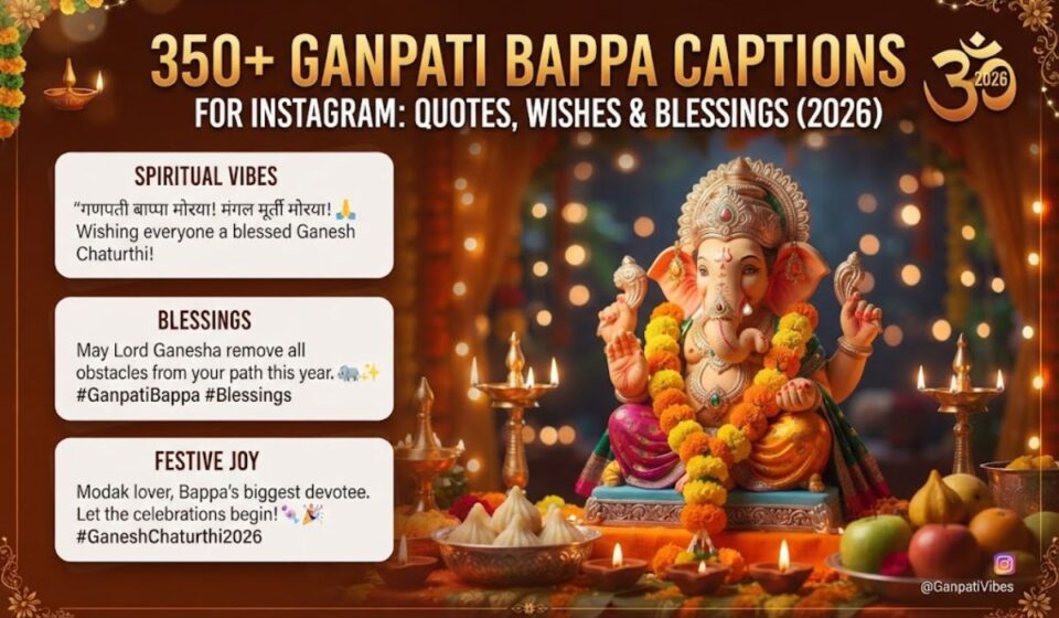350+ Ganpati Bappa Captions for Instagram: Quotes, Wishes & Blessings (2026)