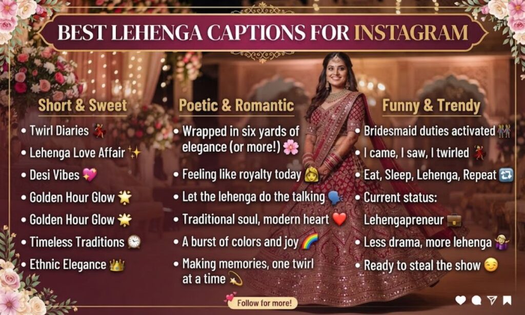 Best Lehenga Captions for Instagram