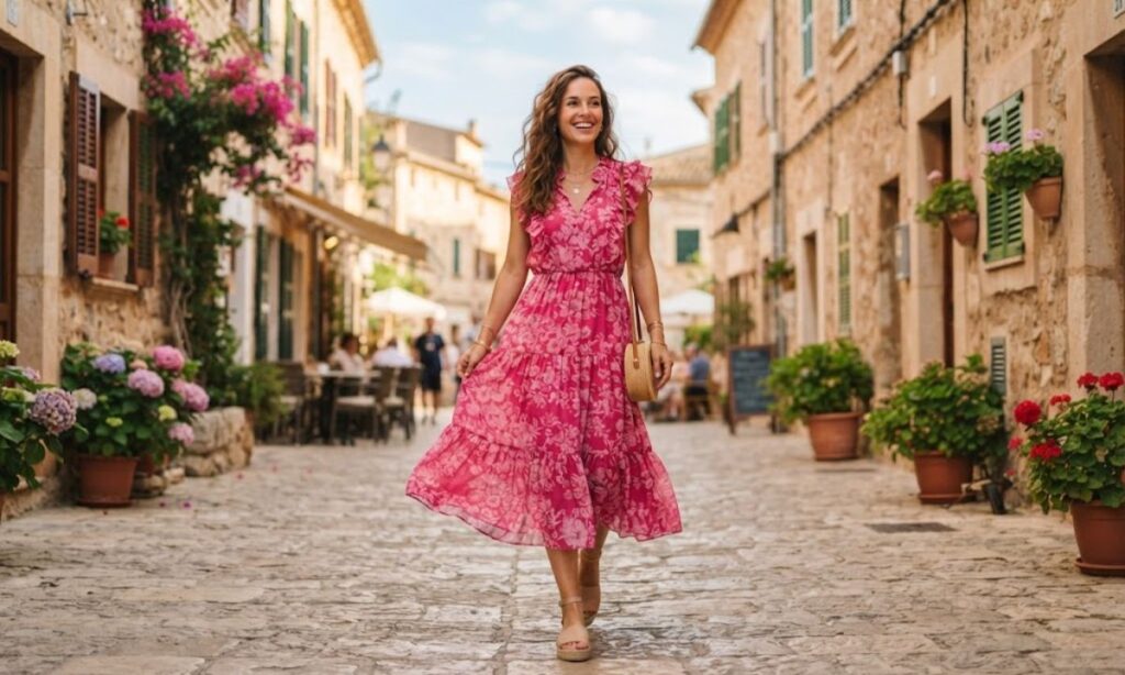 Caption for Pink Dress