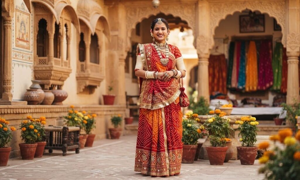 Captions for Rajasthani Saree Look