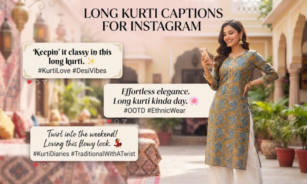 Long Kurti Captions for Instagram