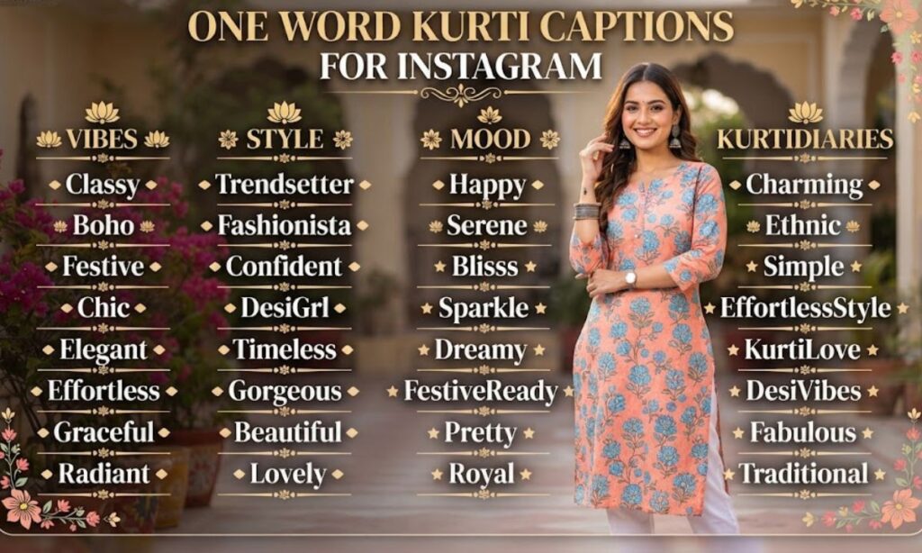 One Word Kurti Captions for Instagram