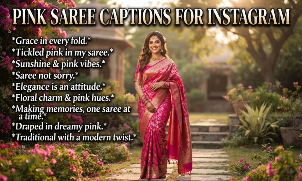 Pink Saree Captions for Instagram