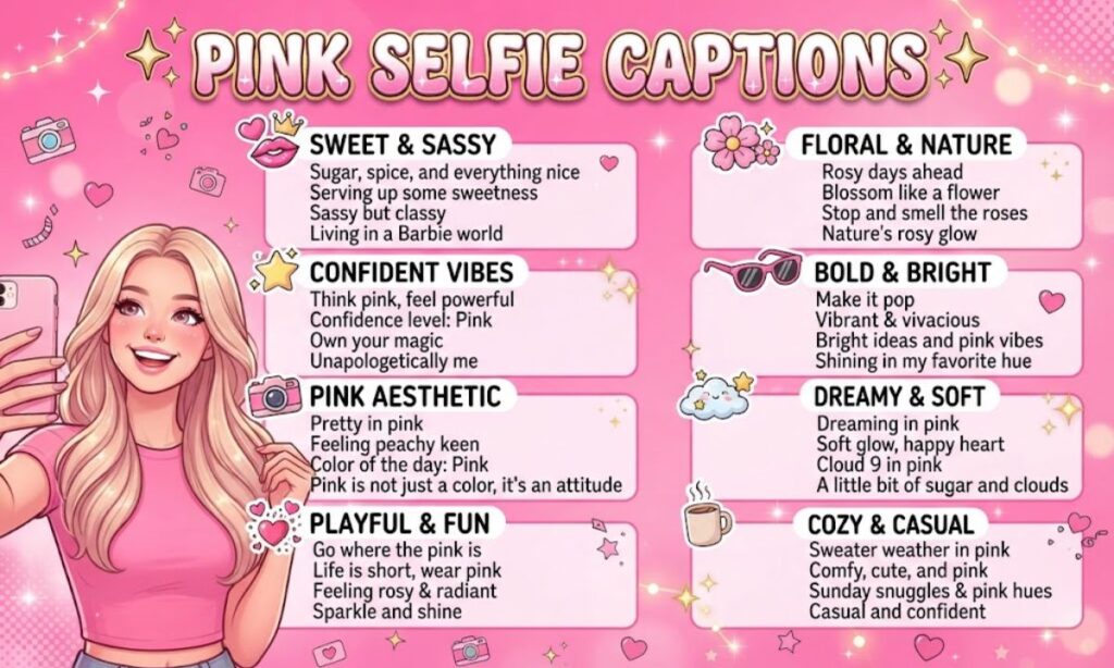 Pink Selfie Captions
