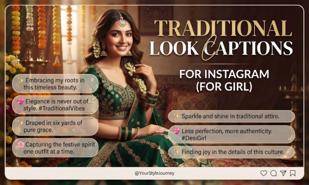 Traditional Look Captions for Instagram for Girl