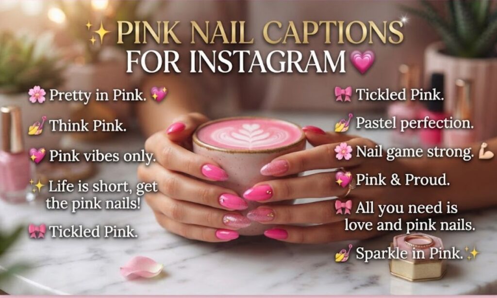 ✨ 5. Pink Nail Captions for Instagram 💗