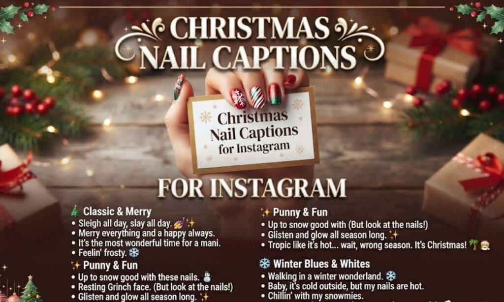 ✨ 8. Christmas Nail Captions for Instagram 🎄