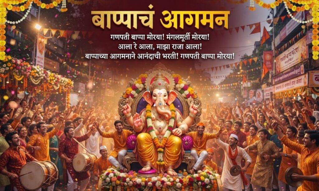 Bappa Aagman Captions in Marathi