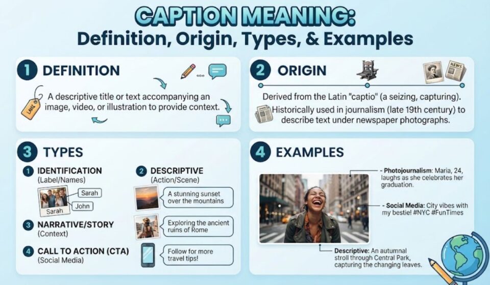 Caption Meaning: Definition, Origin, Types, and Examples