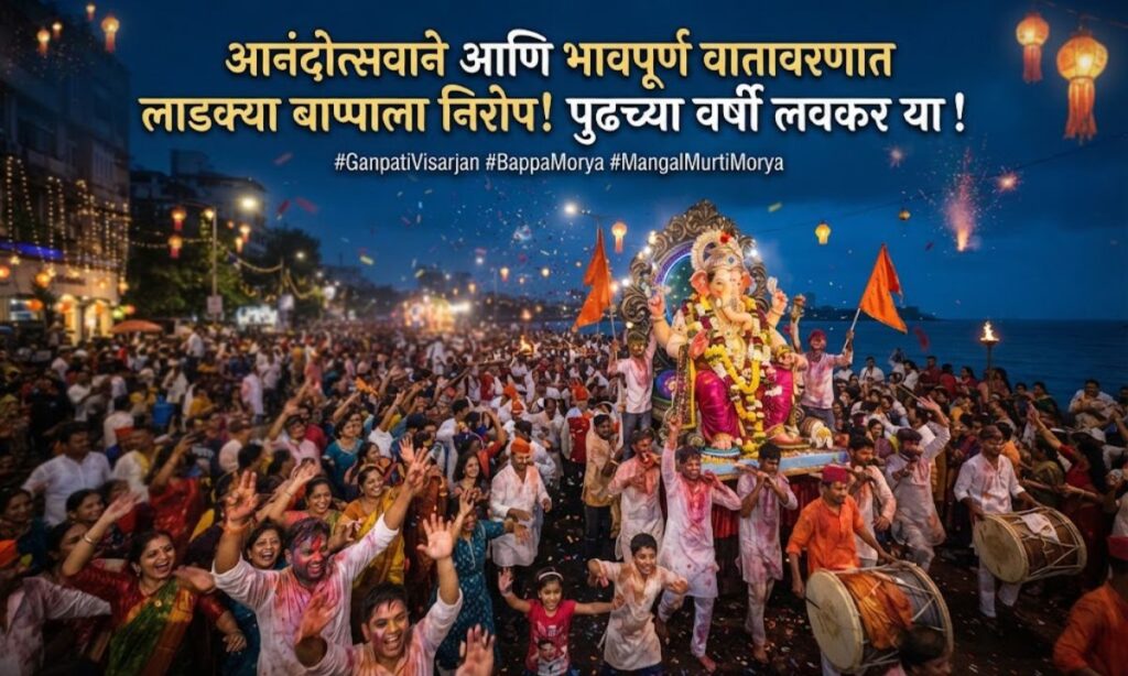 Ganpati Bappa Visarjan Caption in Marathi